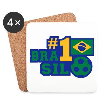 No. 1 Brasil (football) - Coasters (set of 4) - white - Front