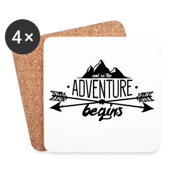 Adventure - World Travel Travel Aventure Typographie - Dessous de verre (lot de 4) - blanc - Devant