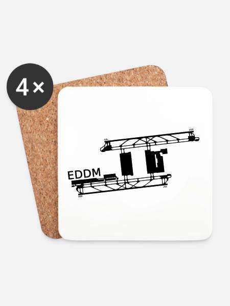 EDDM/MUC - Flughafen München - Untersetzer (4er-Set) - Weiß
