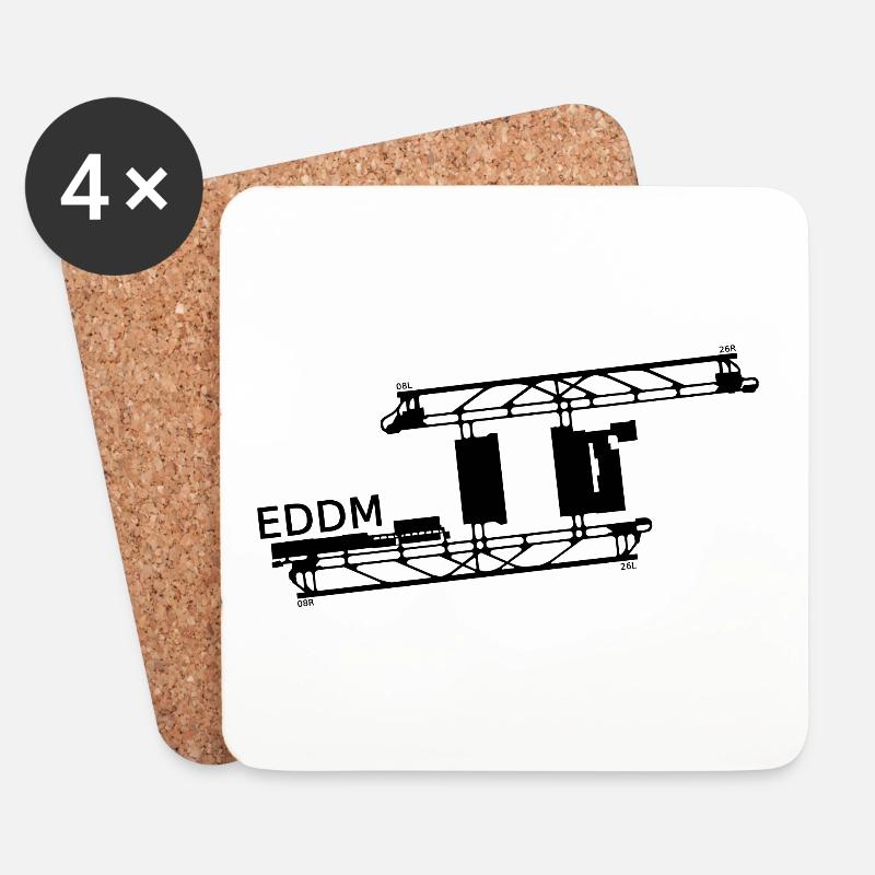 EDDM/MUC - Flughafen München - Untersetzer (4er-Set) - Weiß