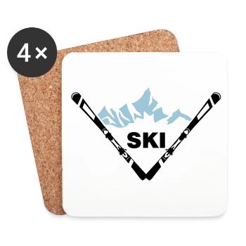 Ski and mountain - Coasters (set of 4) - white - Front