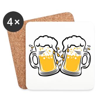 02 Deux mesures de gouttes de bière à griller 3c - Dessous de verre (lot de 4) - blanc - Devant