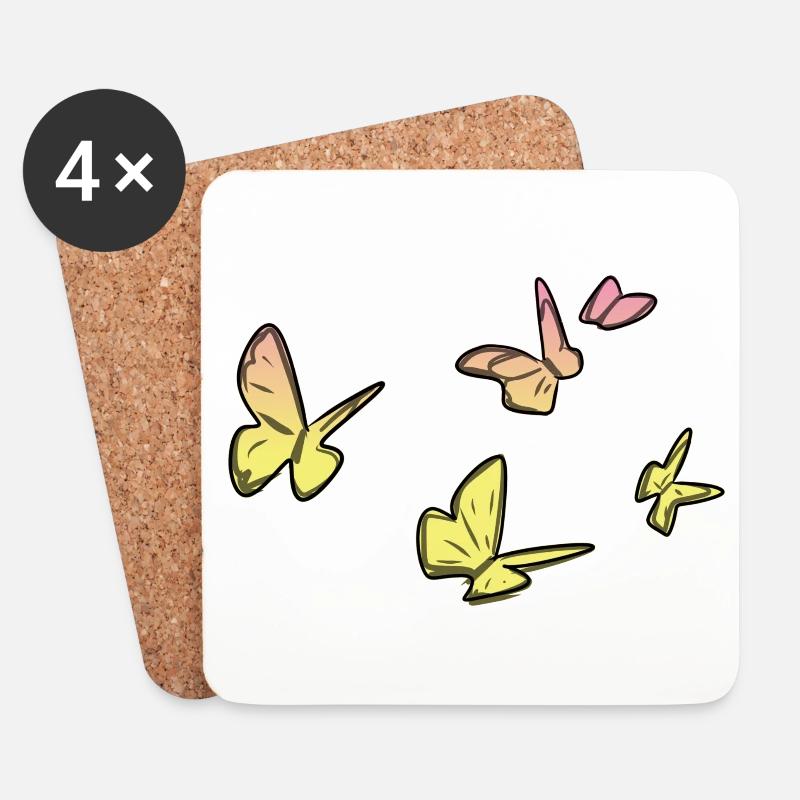 gelbe schmetterlinge schmetterling symbol - Untersetzer (4er-Set) - Weiß