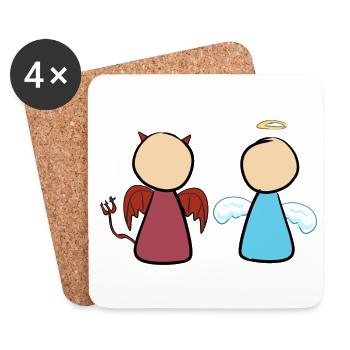 ange diable les ailes de l’homme protègent - Dessous de verre (lot de 4) - blanc - Devant