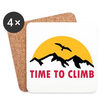 Time to climb (Berge, Sonne im Hintergrund, Vogel) - Untersetzer (4er-Set) - Weiß - Vorne