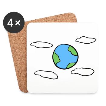 Symbole des nuages du ciel de la Terre - Dessous de verre (lot de 4) - blanc - Devant