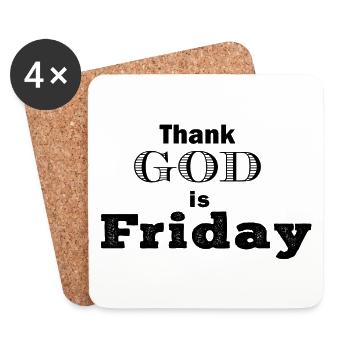 Thank God is Friday T-shirt Hoodie pullover - Coasters (set of 4) - white - Front