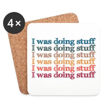 I was doing stuff - Coasters (set of 4) - white - Front