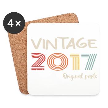 Original 2017 Vintage | Birthday Present 2017 - Coasters (set of 4) - white - Front