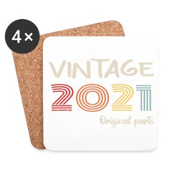 Original 2021 Vintage | Geburtstagsgeschenk 2021 - Untersetzer (4er-Set) - Weiß - Vorne