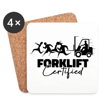 Certifié chariot élévateur - Conducteur de chariot - Dessous de verre (lot de 4) - blanc - Devant