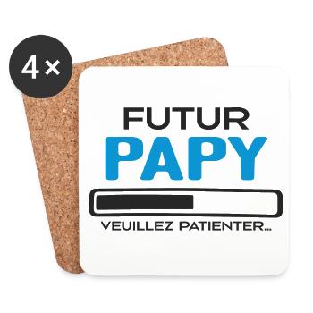 Futur Papy Veuillez Patienter - Idée Cadeau Papy - Dessous de verre (lot de 4) - blanc - Devant