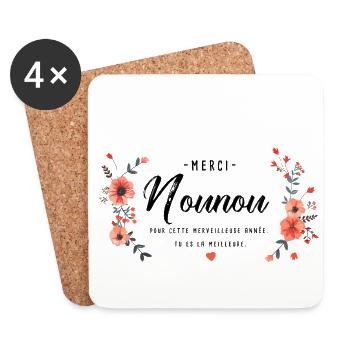 Cadeau nounou merci Nounou merveilleuse année - Dessous de verre (lot de 4) - blanc - Devant