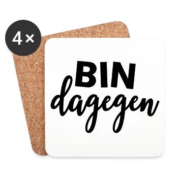 BIN DAGEGEN - Nein - Statement - Untersetzer (4er-Set) - Weiß - Vorne