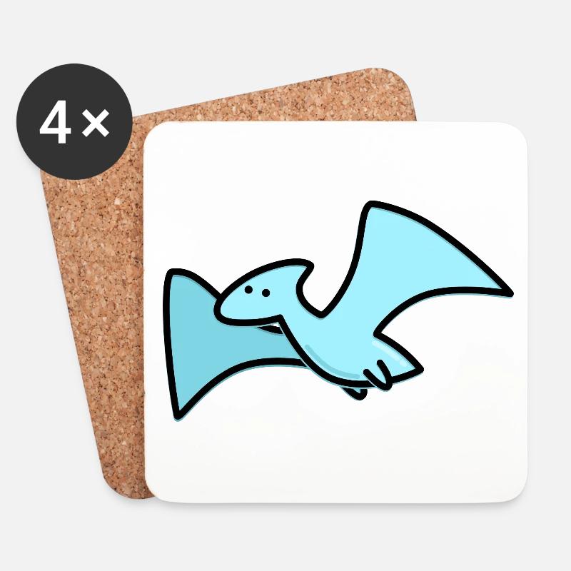 Süßer Dino - Untersetzer (4er-Set) - Weiß