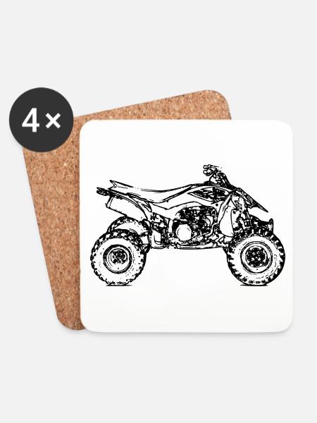 Yama yfz Quad ATV schwarz Racer Rennquad - Untersetzer (4er-Set) - Weiß