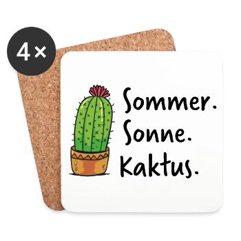 Sommer Sonne Kaktus Life mein kleiner grüner - Untersetzer (4er-Set) - Weiß - Vorne