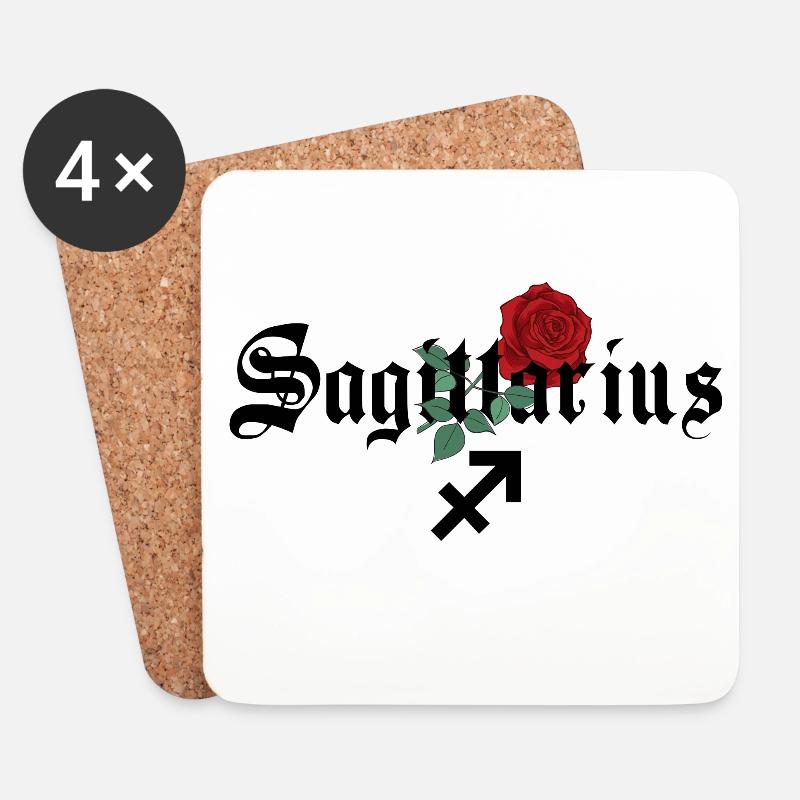 Schütze Sternzeichen Rose - Untersetzer (4er-Set) - Weiß