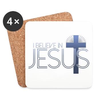 Je crois en Jésus - Croix de Jésus-Christ - Dessous de verre (lot de 4) - blanc - Devant