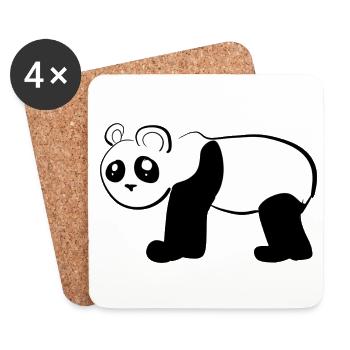 Bear Panda Animal Symbol - Coasters (set of 4) - white - Front
