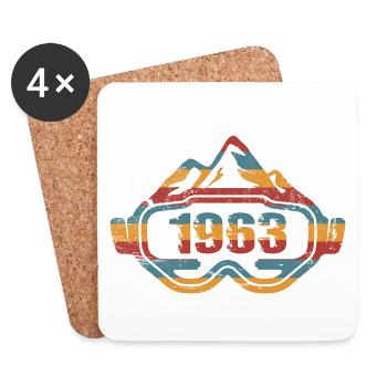 Ski goggles Skier birthday 1963 - Coasters (set of 4) - white - Front
