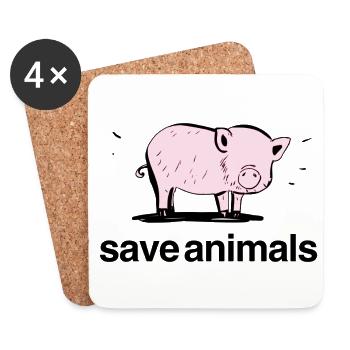 pink pig baby animal save animals - Coasters (set of 4) - white - Front