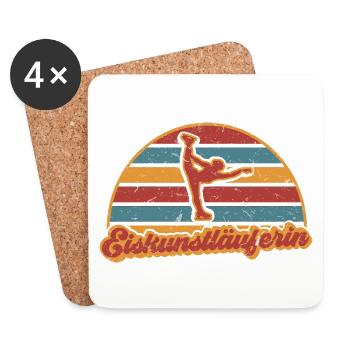 Eiskunstläuferin Eiskunstlauf Eisläuferin Vintage - Untersetzer (4er-Set) - Weiß - Vorne