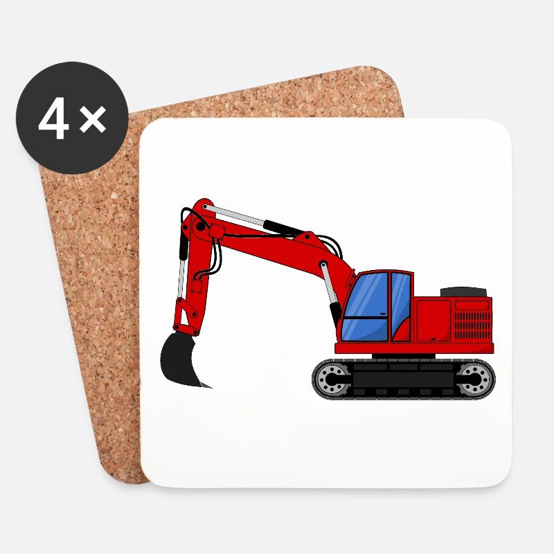 Bagger Baggerfahrzeuge rot - Untersetzer (4er-Set) - Weiß