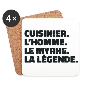 Cuisinier, l'homme, le mythe, la légende, humour - Dessous de verre (lot de 4) - blanc - Devant