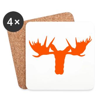 Moose head – majesty of the Scandinavian forests - Coasters (set of 4) - white - Front