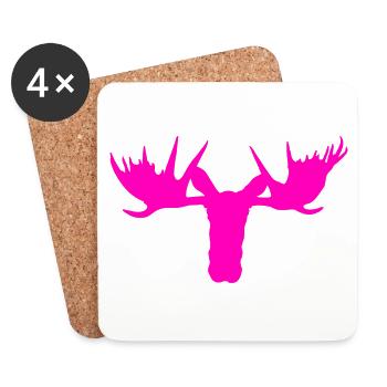 Moose head – for girls and women - Coasters (set of 4) - white - Front