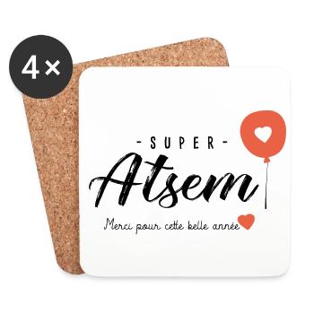 Cadeau Atsem super Atsem - Dessous de verre (lot de 4) - blanc - Devant