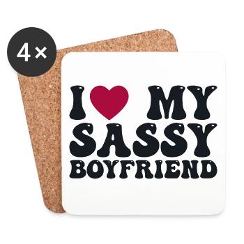 I love my sassy boyfriend - Dessous de verre (lot de 4) - blanc - Devant