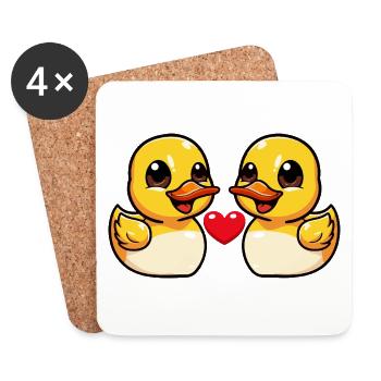 Duck Couple Valentine's Day - Coasters (set of 4) - white - Front