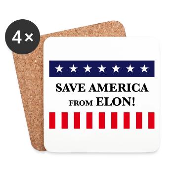 Save America From Elon! (USA) - Untersetzer (4er-Set) - Weiß - Vorne