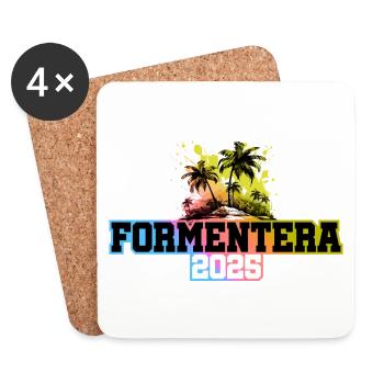 Formentera 2025 Palm Trees Multicoloured - Coasters (set of 4) - white - Front