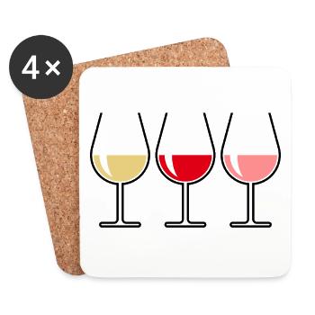 Weißwein Rotwein Roséwein (Wein Bauchig Offen) - Untersetzer (4er-Set) - Weiß - Vorne