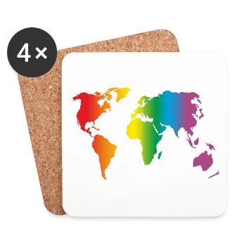 Lgbt Regenbogen Welt / erde - Untersetzer (4er-Set) - Weiß - Vorne