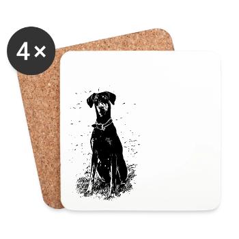 Chiens Doberman - Dessous de verre (lot de 4) - blanc - Devant