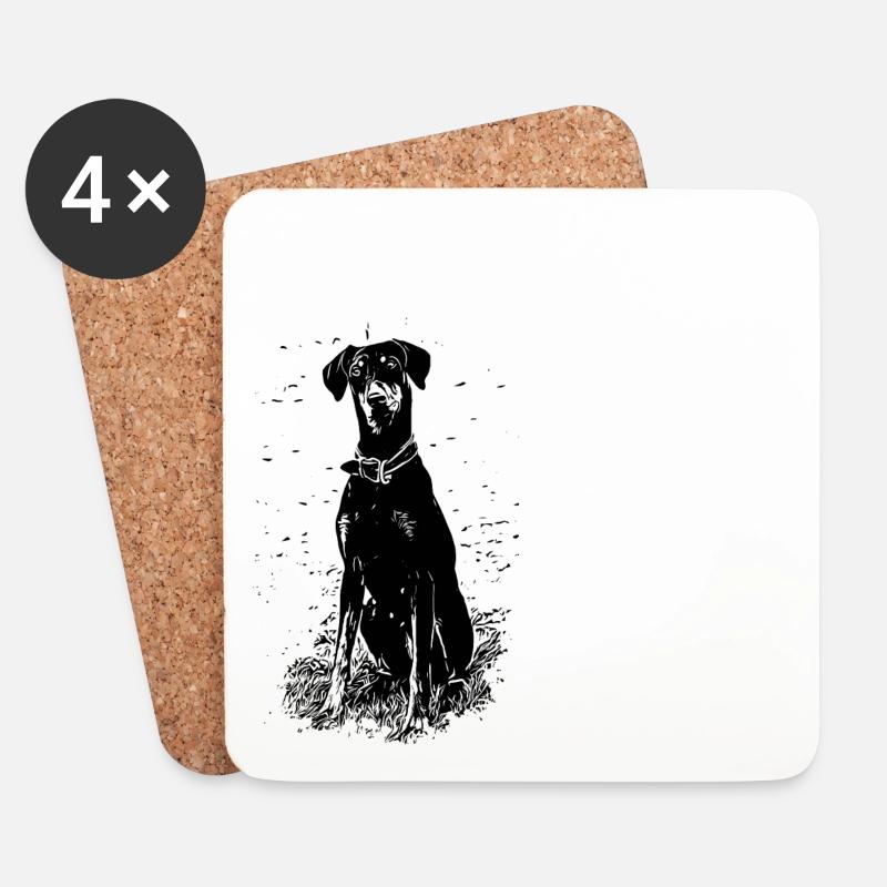 Chiens Doberman - Dessous de verre (lot de 4) - blanc