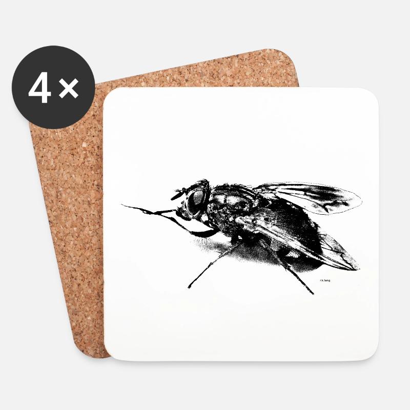 La mouche - Dessous de verre (lot de 4) - blanc