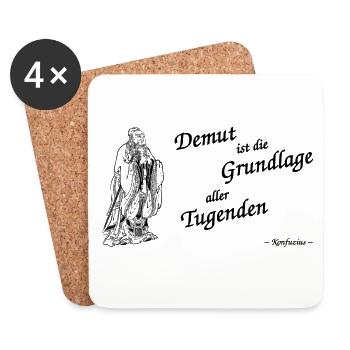 Konfuzius Demut schwarz - Untersetzer (4er-Set) - Weiß - Vorne