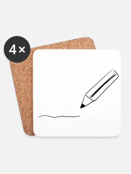 stift zeichnen - Untersetzer (4er-Set) - Weiß