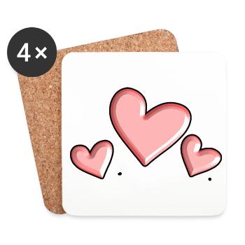 trois cœurs cœur rose Saint-Valentin - Dessous de verre (lot de 4) - blanc - Devant