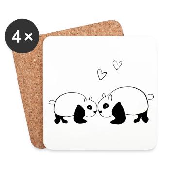 Panda Dear Lovers Animal Animals - Coasters (set of 4) - white - Front