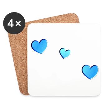 drei blaue herzen symbol liebe glitzer muster - Untersetzer (4er-Set) - Weiß - Vorne