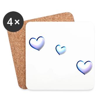 three blue hearts symbol love - Coasters (set of 4) - white - Front