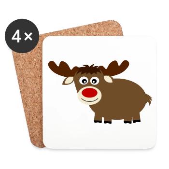 Reindeer Elk cute Christmas funny gifts - Coasters (set of 4) - white - Front