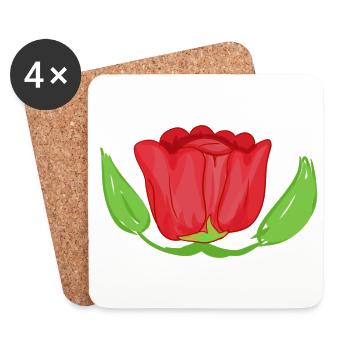 rote rose blume pflanze symbol - Untersetzer (4er-Set) - Weiß - Vorne