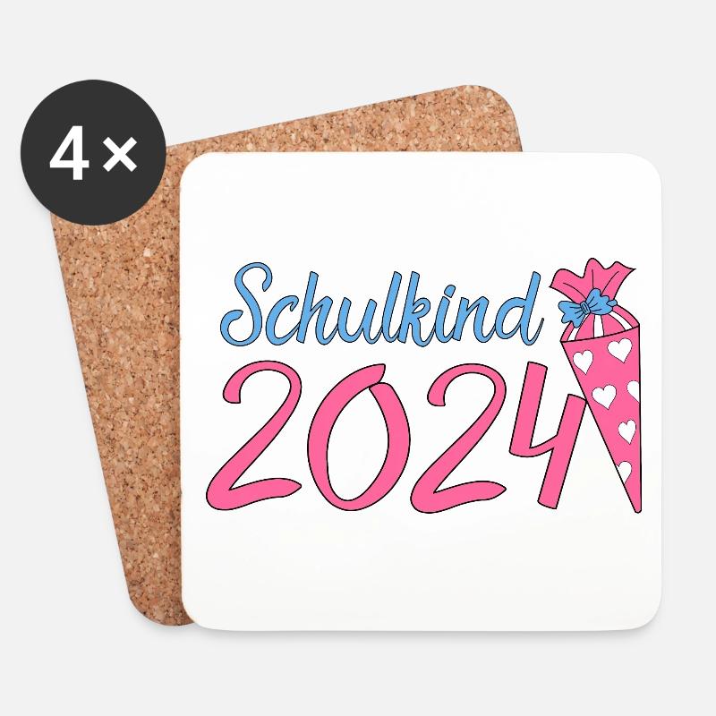 Schulkind 2024 - Untersetzer (4er-Set) - Weiß
